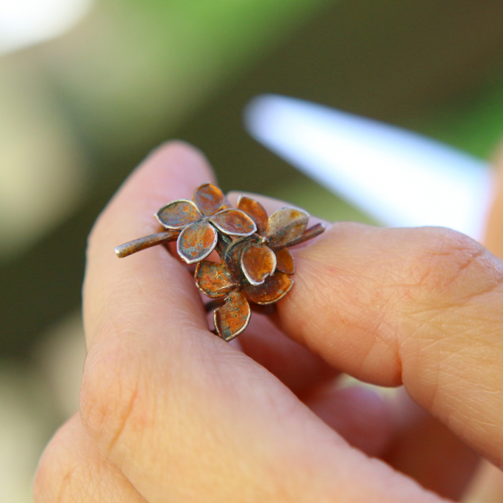 Cuff in silver, Hydrangea , фото 2