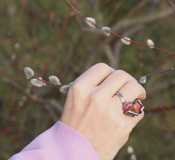 Кольцо в серебре Fleur de Magique, Анютины Глазки, фото 2