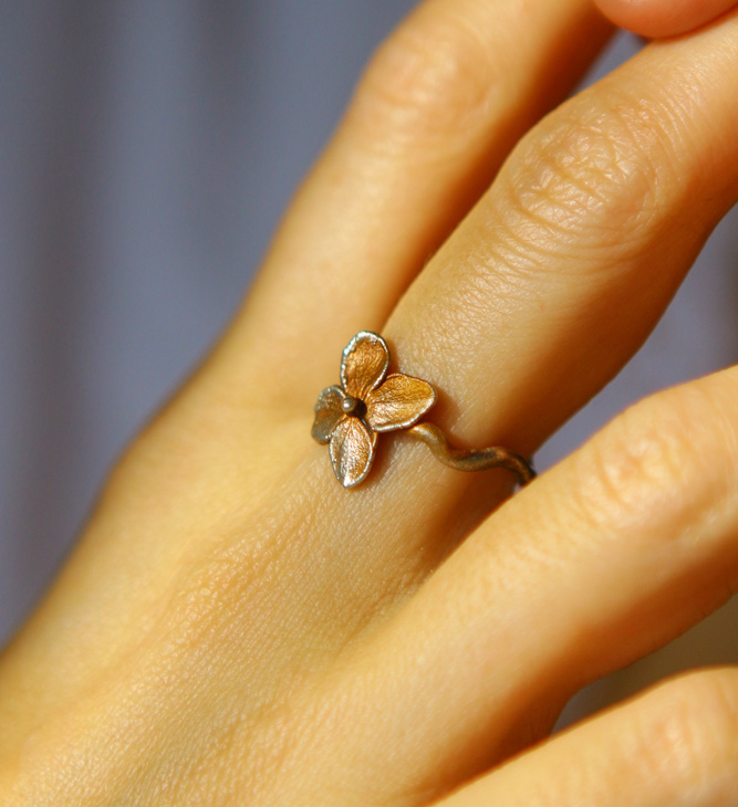 Ring in silver, Hydrangea , фото 2