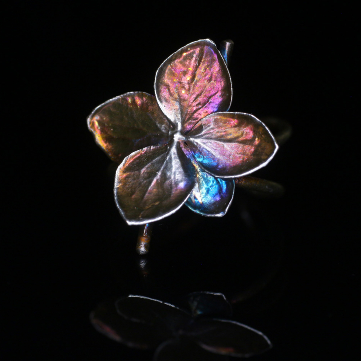 Cuff in silver, Hydrangea , фото 1