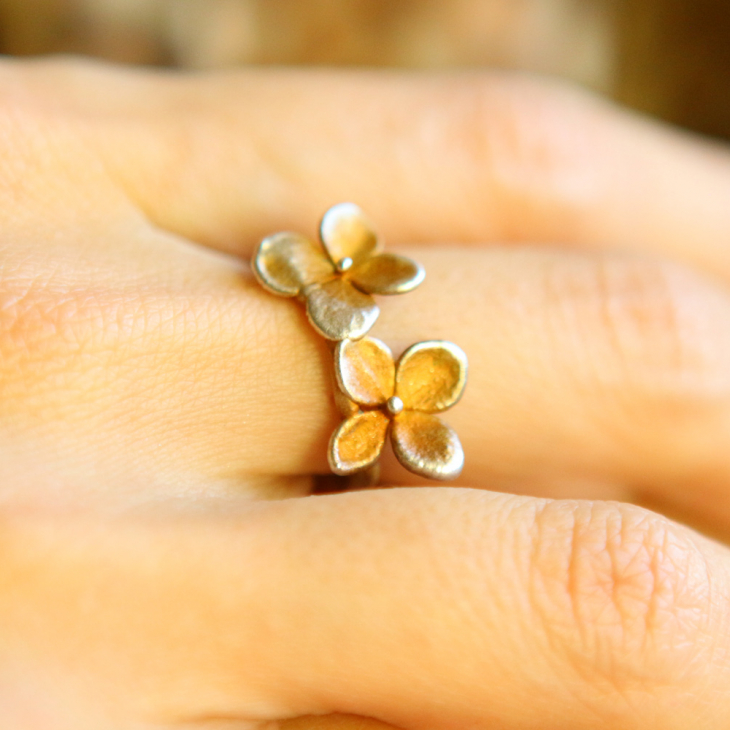 Ring in silver, Hydrangea , фото 2
