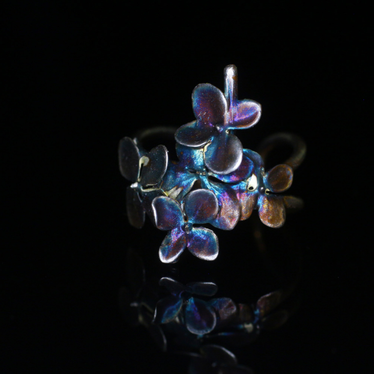 Cuff in silver, Hydrangea , фото 1