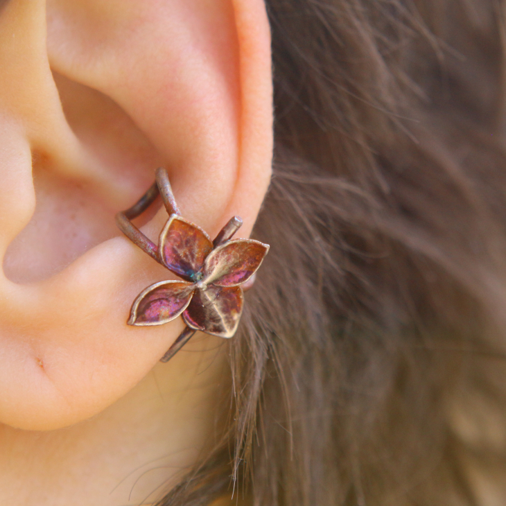 Cuff in silver, Hydrangea , фото 2