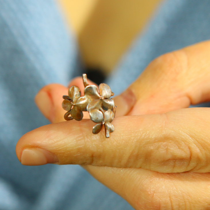 Cuff in silver, Hydrangea , фото 2