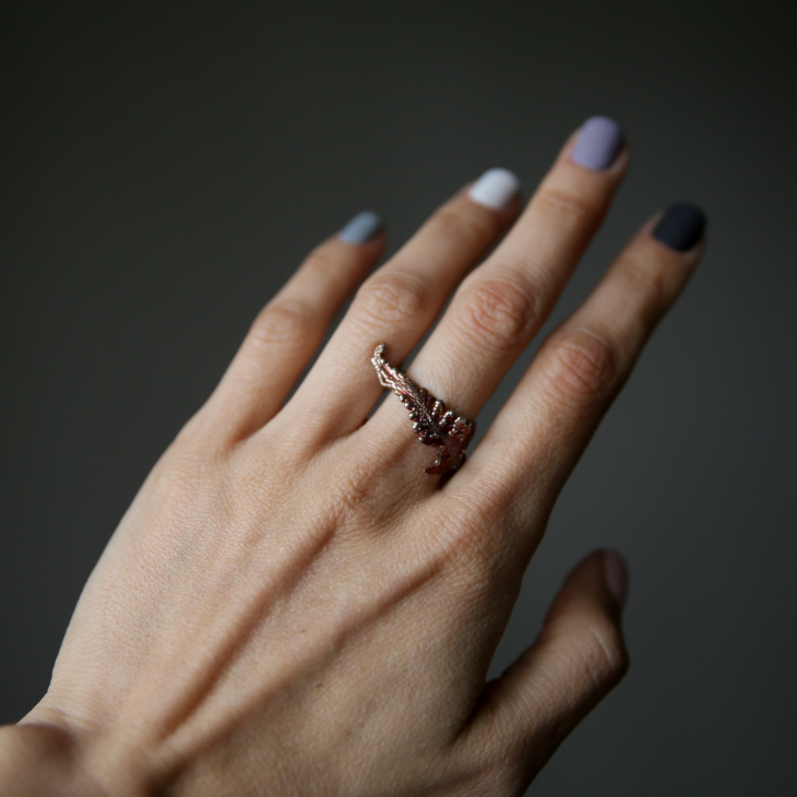 Кольцо Fern Flower в серебре, Папоротник, фото 2