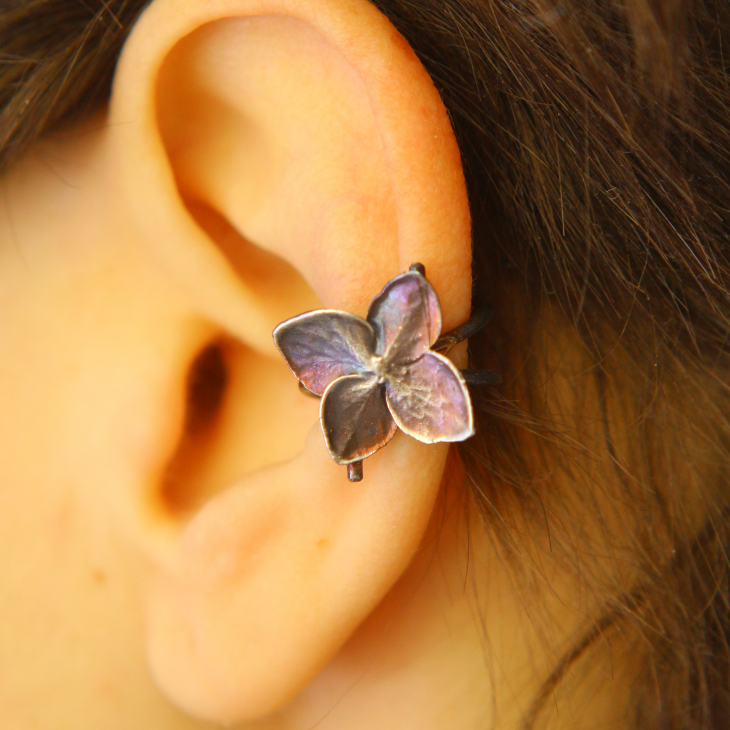 Cuff in silver, Hydrangea , фото 1