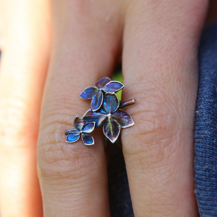 Cuff in silver, Hydrangea , фото 3