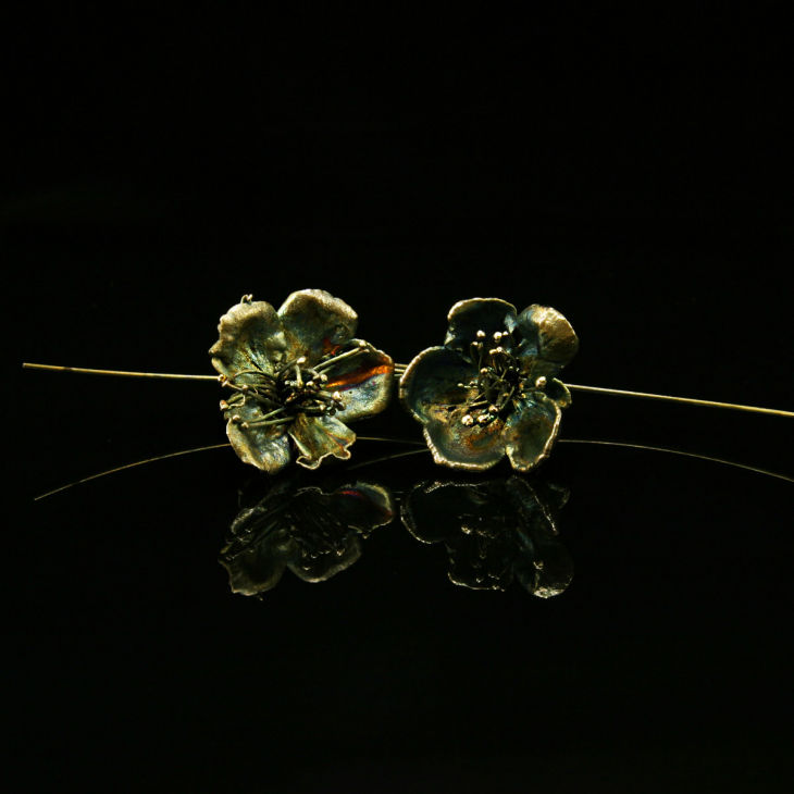 Серьги в серебре Fleur de Magique, Персик, фото 2