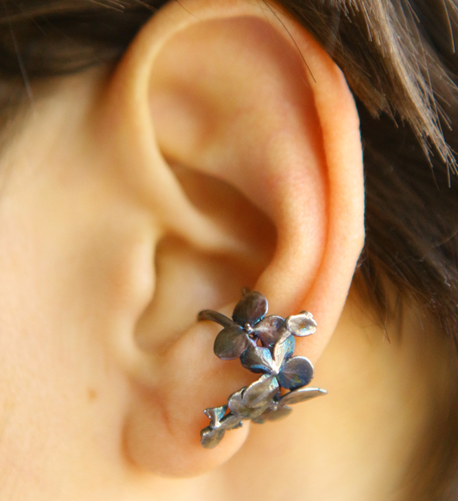 Cuff in silver, Hydrangea, фото 1