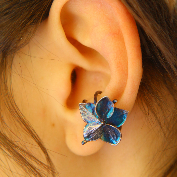 Cuff in silver, Hydrangea , фото 2