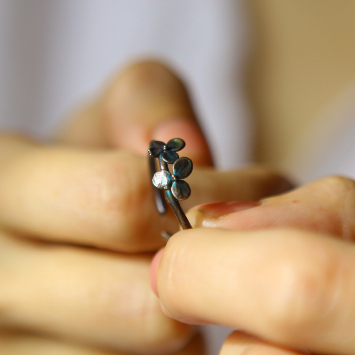 Ring in silver, Hydrangea , фото 3