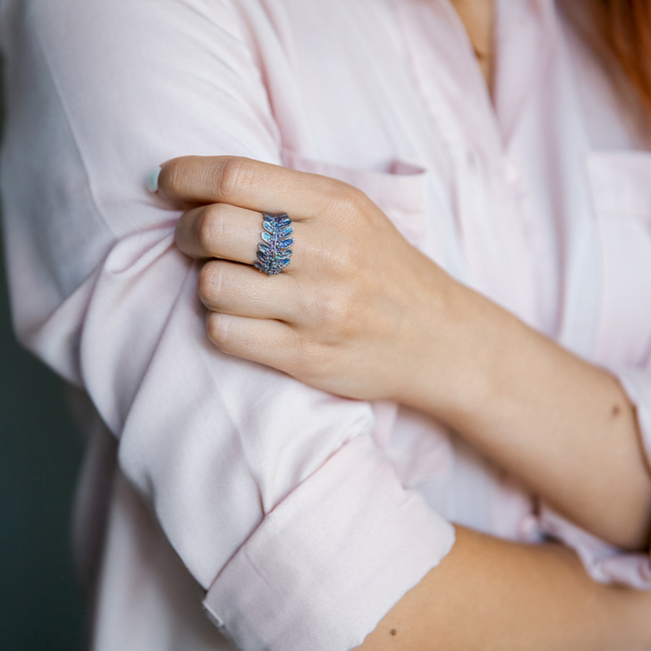 Кольцо в серебре Fern Flower, Папоротник, фото 2