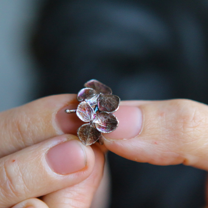 Cuff in silver, Hydrangea, фото 3