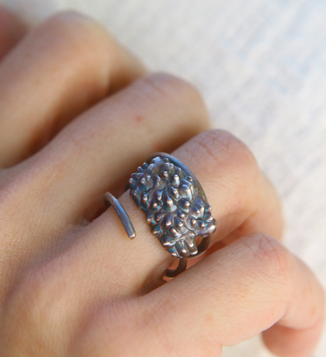 Cuff in silver, Hydrangea, фото 1