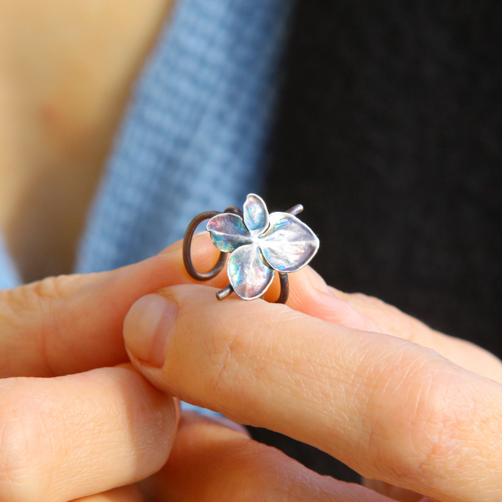 Cuff in silver, Hydrangea , фото 2