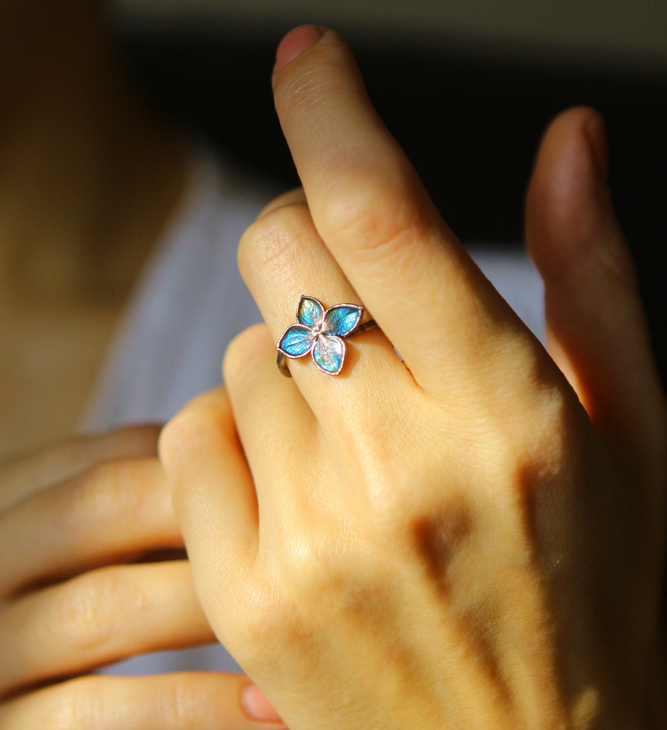 Ring in silver, Hydrangea , фото 2