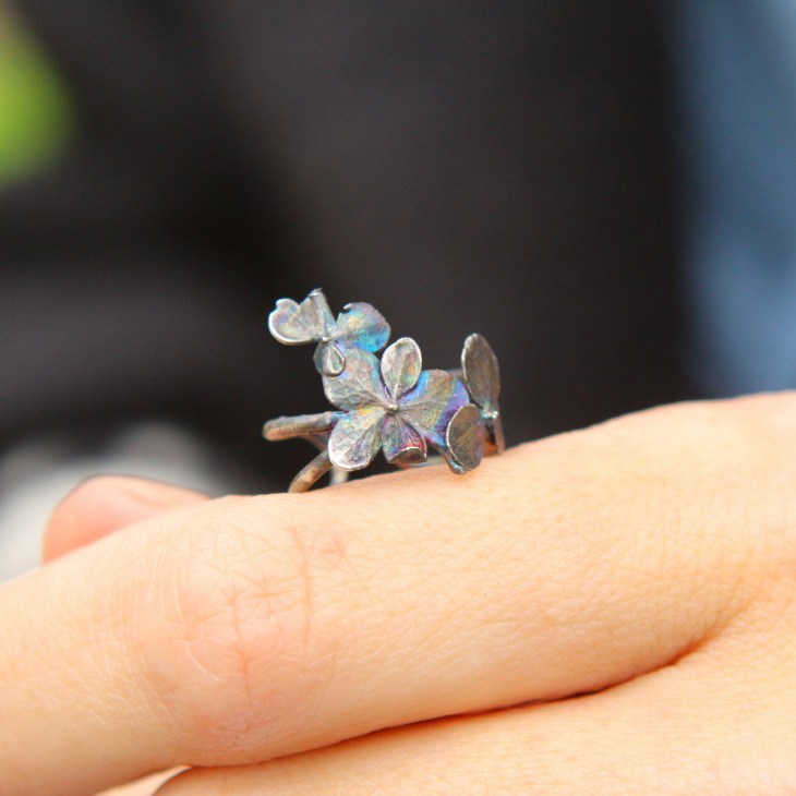 Cuff in silver, Hydrangea, фото 2