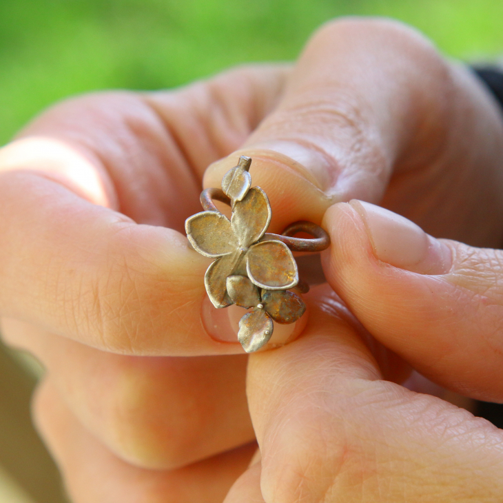 Cuff in silver, Hydrangea , фото 2