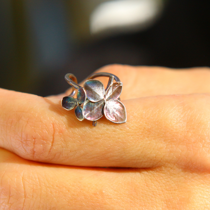 Cuff in silver, Hydrangea , фото 3