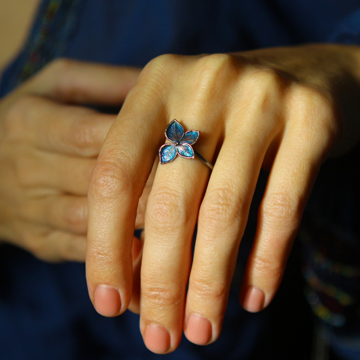 Ring in silver, Hydrangea , фото 2