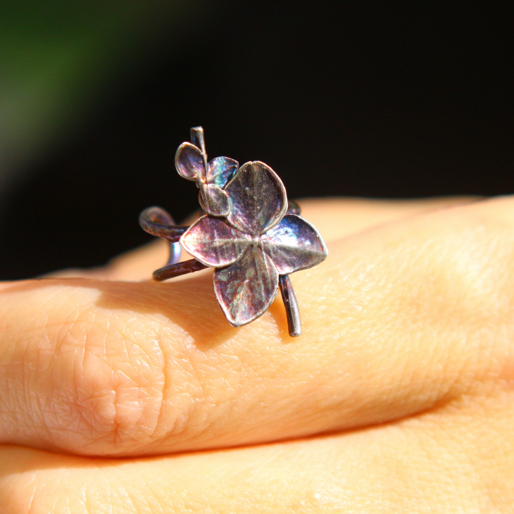 Cuff in silver, Hydrangea , фото 2