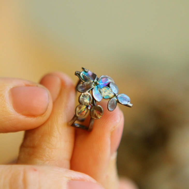 Cuff in silver, Hydrangea, фото 4