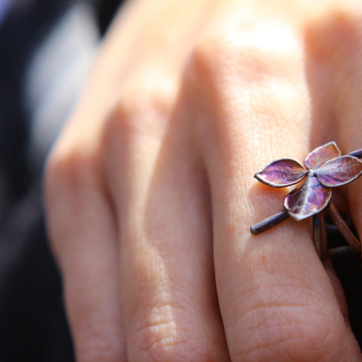 Cuff in silver, Hydrangea , фото 3