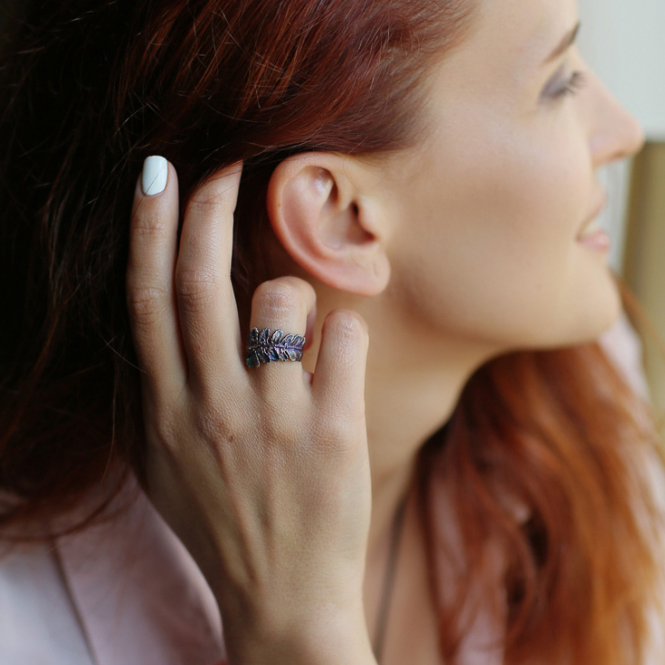 Кольцо в серебре Fern Flower, Папоротник, фото 2