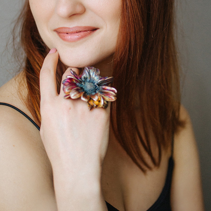 Кольцо в серебре Fleur de Magique, Хризантема, фото 3