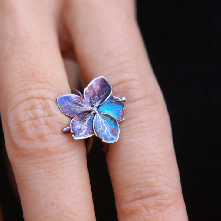 Cuff in silver, Hydrangea , фото 2