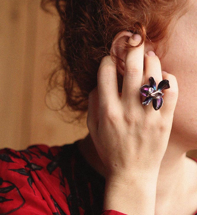 Кольцо в серебре Fleur de Magique, Орхидея, фото 2