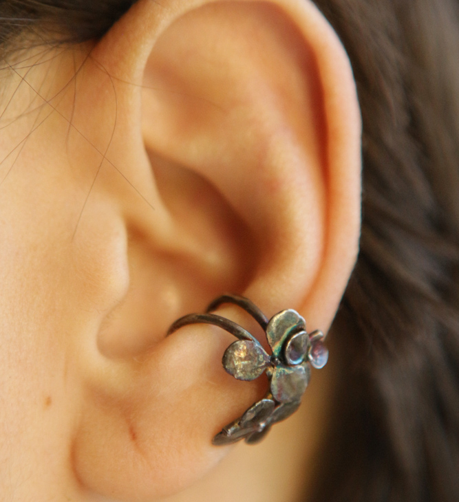 Cuff in silver, Hydrangea, фото 1