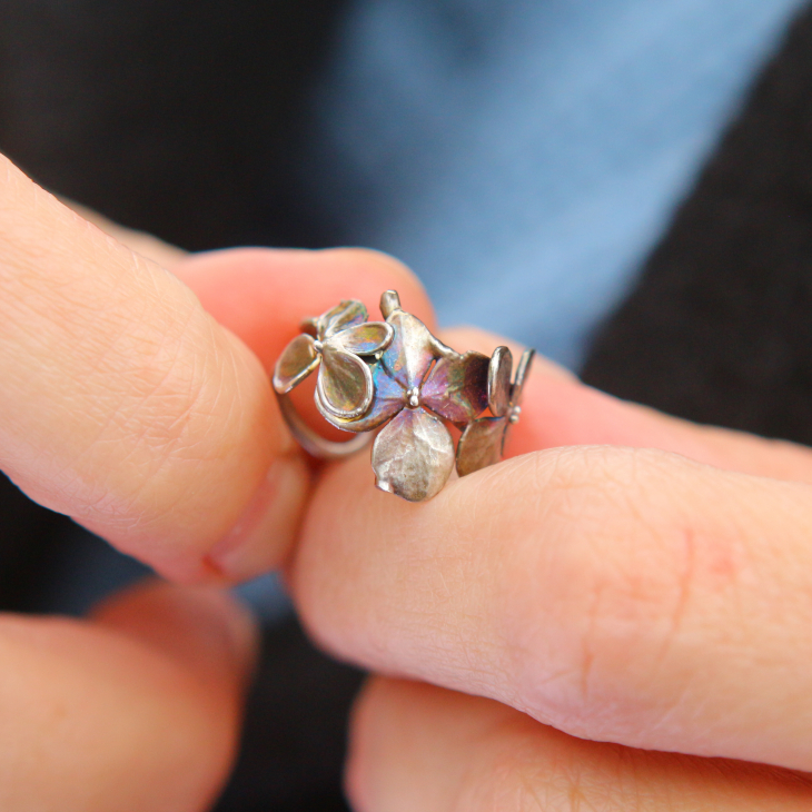Cuff in silver, Hydrangea, фото 2