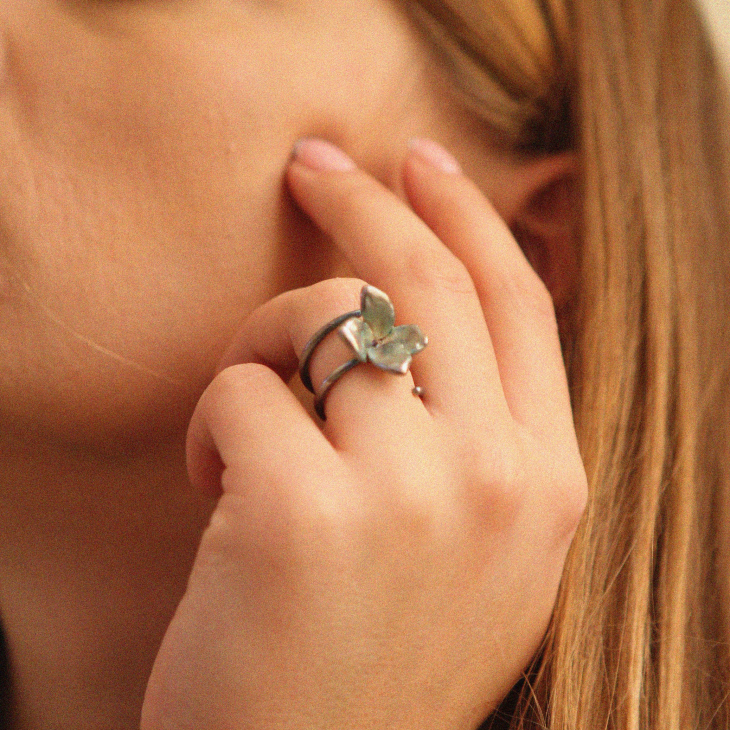 Кольцо в серебре Fleur de Magique, Гортензия, фото 1