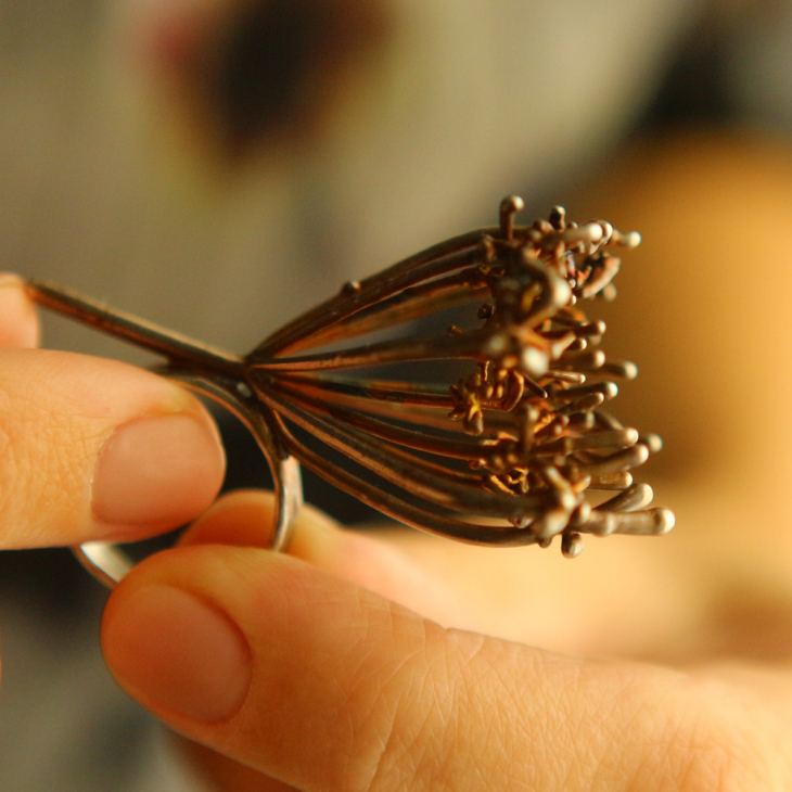 Fennel flower ring in colored silver, фото 4