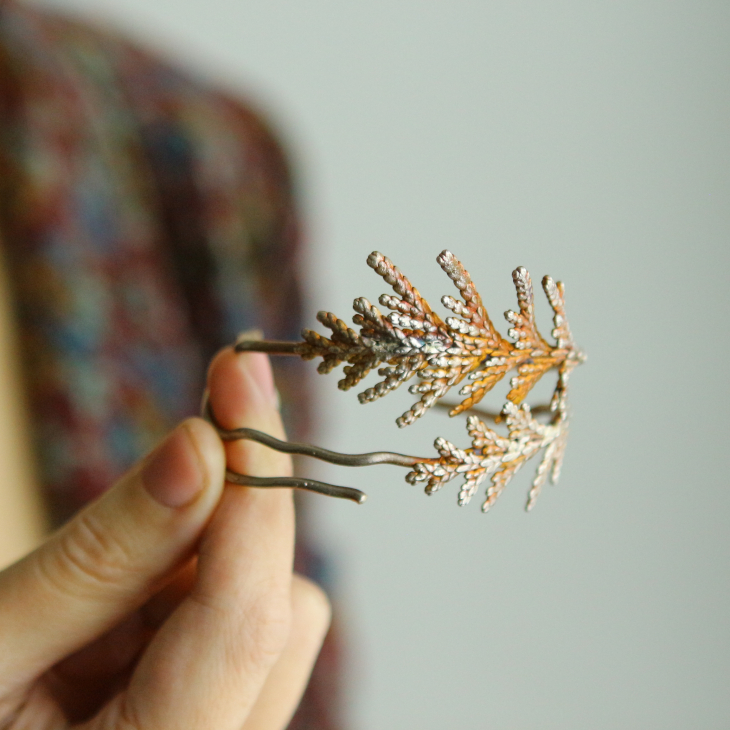 Thuja floral bracelet in colored silver, фото 5