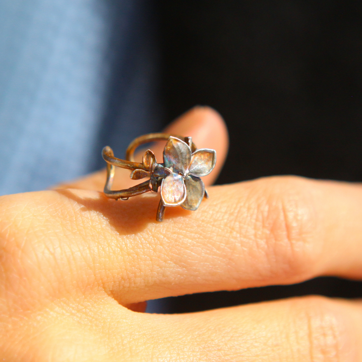 Cuff in silver, Hydrangea , фото 2