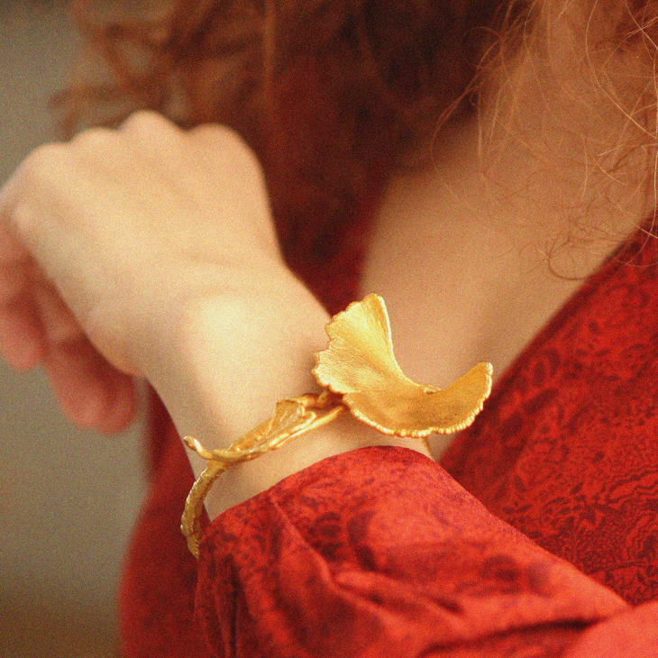 Браслет Flora в золоте, Гинкго, фото 5