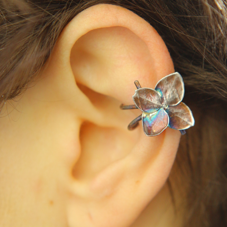 Cuff in silver, Hydrangea , фото 1