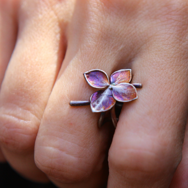 Cuff in silver, Hydrangea , фото 4
