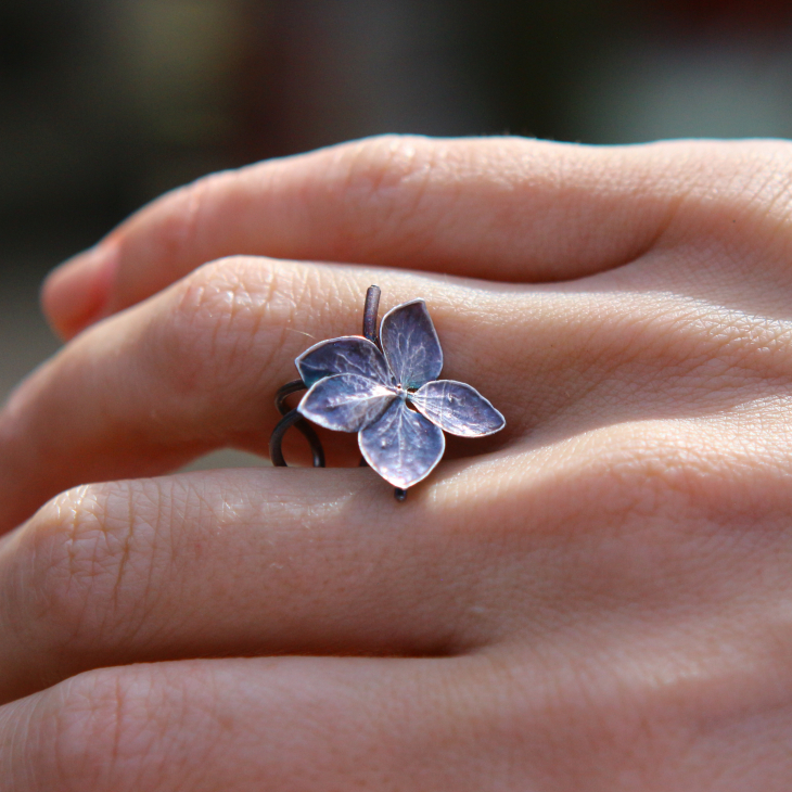Cuff in silver, Hydrangea , фото 2