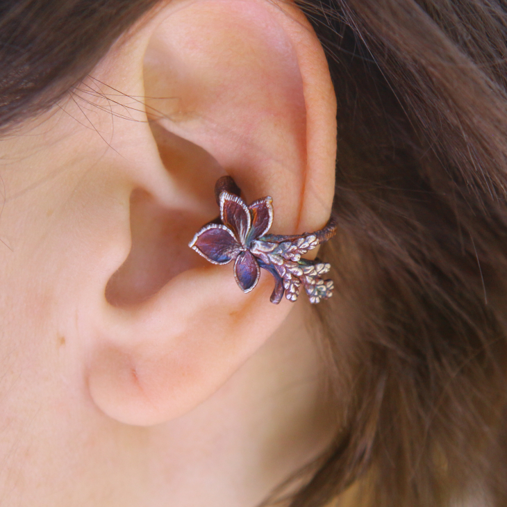 Cuff in silver, Thuja and Hydrangea , фото 3