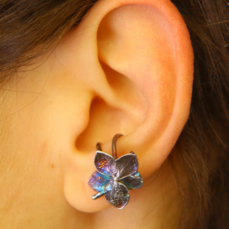 Cuff in silver, Hydrangea , фото 1