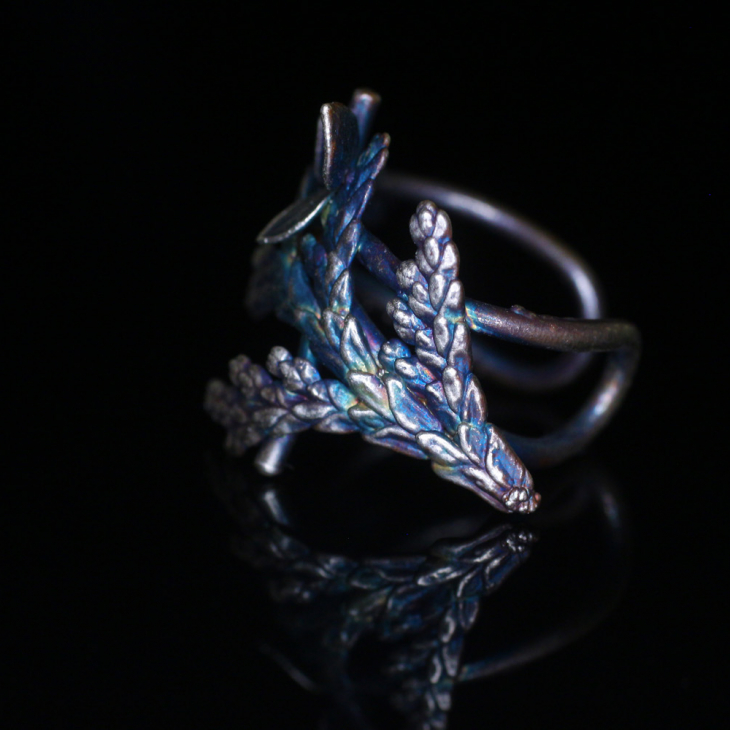 Cuff in silver, Thuja and Hydrangea , фото 2