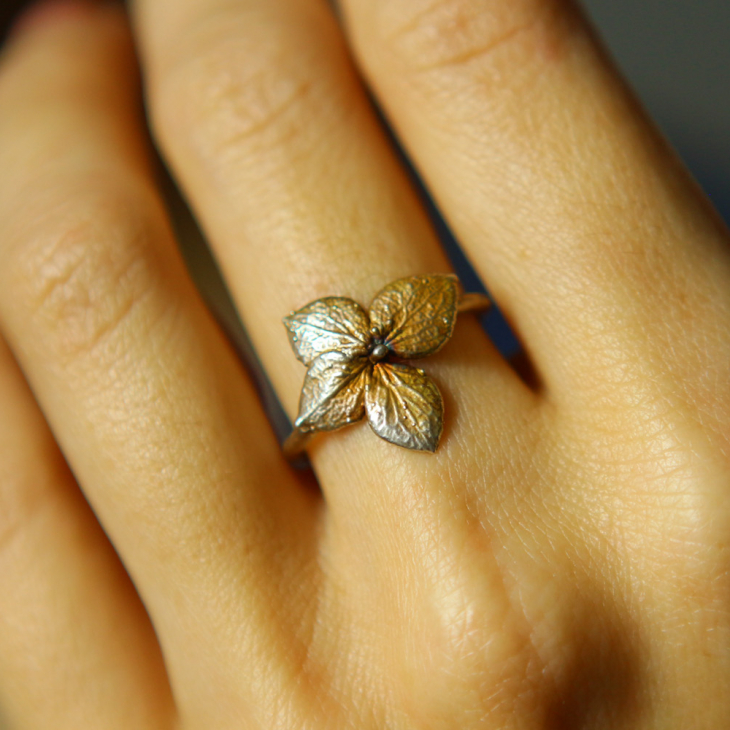 Ring in silver, Hydrangea , фото 2