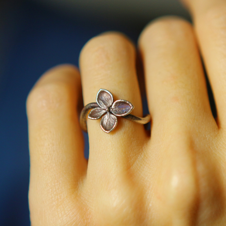 Ring in silver, Hydrangea , фото 1