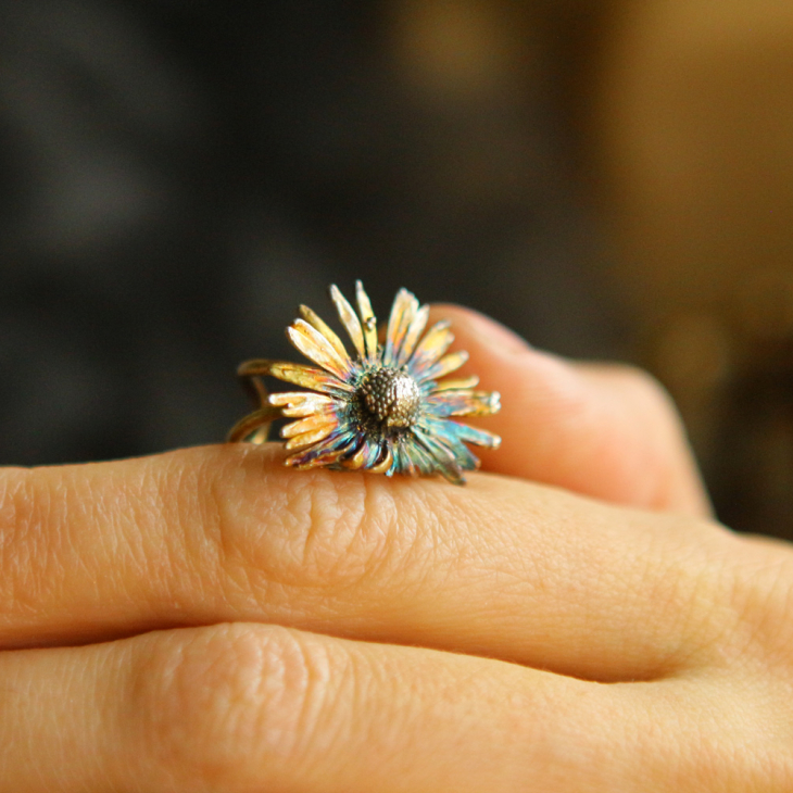 Cuff in silver, Chamomile, фото 3
