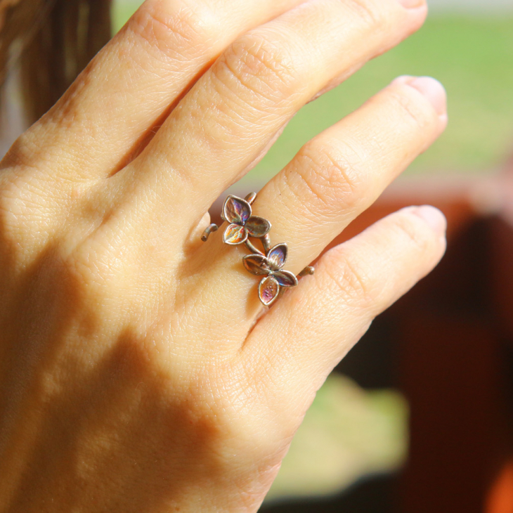 Ring in silver, Hydrangea , фото 1