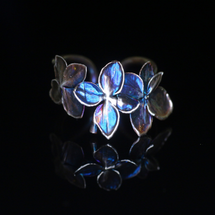 Cuff in silver, Hydrangea , фото 3