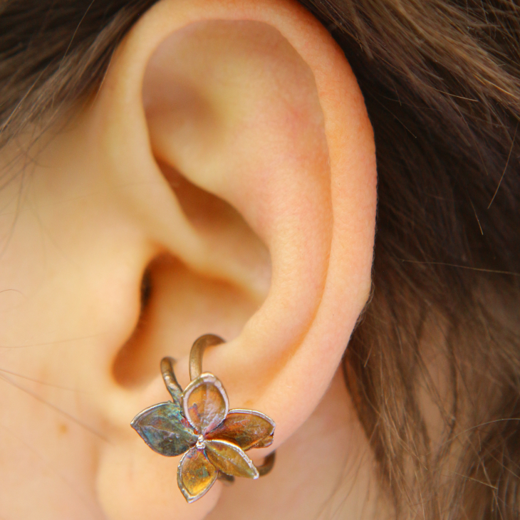 Cuff in silver, Hydrangea , фото 1